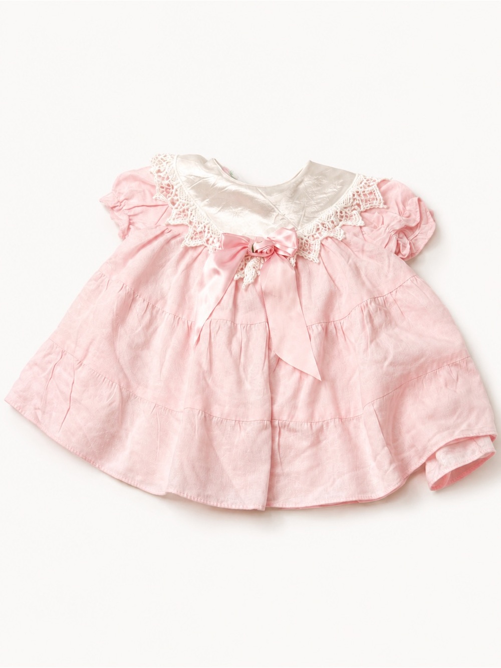 Vintage Pink Baby Dress with Lace Collar